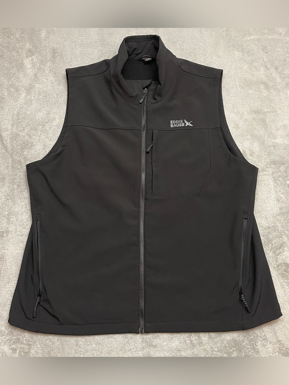 Eddie Bauer Softshell Vest Mens XL Black Fleece Stretch Full Zip Lightweight